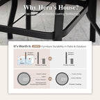 HERA'S HOUSE 5 Pieces Patio Dining Set, Outdoor Dining Set with 4 Wicker Patio Chair with Removed Cushion, 37" Wood Like Dining Table with 1.57" Umbrella Hole, for Lawn Garden Backyard Deck