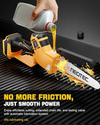 Mini Chainsaw Cordless Fit for Dewalt Battery 20V MAX, NEOTEC 6 Inch & 8 Inch electric Chainsaw with Auto Oiler & Tool-Free Tensioner, Brushless Saw for Tree Trimming,Branch Pruning (NO Battery)