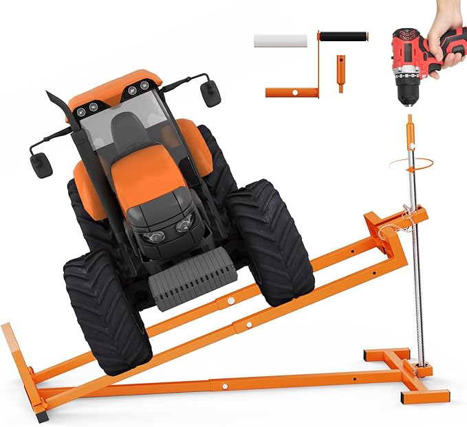 Lawn Mower Jack Lift,Upgraded Lawn Tractor Lift with 1000 lb Weight Capacity,Retractable Riding Mower Lift Installation is Simple. Easy to Store (High Carbon Steel)