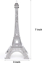 ESHATO Silver Metal Eiffel Tower Statue, 7inch Decorative Figurine Replica Stand Holder for Cake Topper Table Decor Gift Party Home Decoration