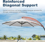 11FT Cantilever Umbrella with Base Large Curvy Outdoor Aluminum Offset Umbrella w/ 360° Rotation, UV Resistant Canopy for Patio, Garden, Backyard, Light Gray