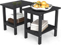 OTSUN Weather Resistant Outdoor Side Tables Set of 2, Adirondack HDPE Small Outdoor Table, 2-Tier Small Patio Tables for Outside or Indoor, Black