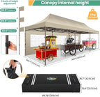 COBIZI 10x30 Heavy Duty Pop Up Canopy with 8 Sidewalls and Hexagonal Legs, Easy up Tent for Parties, Wedding and Commercial, Outdoor Canopy with Carry Bag, Sand Bags, Waterproof & UPF50+ (Khaki)