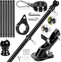REERON Flag Pole for Outside House Porch Wall Mount, 7 FT 1" No Tangle Stainless Steel Spinning Flagpole Kit with 360° Metal Flag Pole Rings Clips & 2-Position Holder for 3x5' 4x6' American Flags