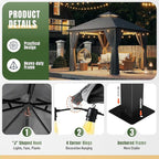 AOXUN Outdoor Gazebo for Patio 10x10, Metal Frame Canopy with Double Roofs, Heavy Duty Party Tent and Shelter with Mosquito Netting and Privacy Screen for Backyard, Lawn, Garden, Deck
