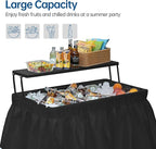 Outdoor Ice Cooler Folding Table, Portable Cooler Table with Removable Matching Skirt, Folding Ice Chest Table with Place Holder Black