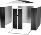 6x9ft Outdoor Metal Storage Shed Waterproof Garden Shed with Lockable Door, Windows & Vents, Tool Metal Storage for Patio Furniture Lawnmower（Grey）