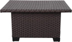 Outdoor Table with Storage Outside Patio Table Wicker Convertible Coffee Table All-Weather Rattan Coffee Table, Brown