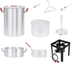 CreoleFeast TFS3010 Propane 30 Qt. Turkey and 10 Qt. Fish Fryer Boiler Steamer Set, 50,000 BTU Burner, Ideal for Outdoor Cooking