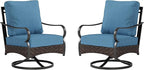 Swivel Patio Sofa Chairs - 2 PCS Outdoor Swivel Rocker Armchairs, Patio Seating with High Back Deep Seat for Porch Deck Balcony