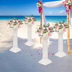 Roman Columns Wedding Column Stand Roman Pillar Plant Stand Plastic Greek Column Statue Pedestal Flower Pot Holder Decor, Wedding Event Party Elegant Decorative Column (White, 4Pcs, 11.4x31.5 Inch)