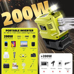 Portable Power Inverter Compatible with Ryobi,Ecarke Real 200W Outdoor Generato Battery Converter with 2 USB&LED&AC Powered Outlet,Convert DC 18V to AC 110V Portable Power Station(No Battery)