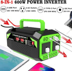 600W Power Inverter, 12V DC to 110V AC Converter with LED Display, 2 AC Outlets, 2 PD 25W Type-C, 2 QC 18W USB-A(4.2A)，2 DC Port, for Road Trips Laptop Computer