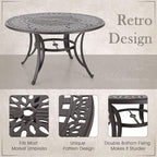 MFSTUDIO 7 PCS Cast Aluminum Patio Dining Set, Retro Design Outdoor Patio Table and Chairs with 6 Wide Dining Chair and 1 54" Round Aluminum Outdoor Dining Table