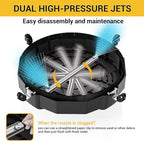 EVEAGE 18 Inch Large Size Pressure Washer Surface Cleaner Attachment with Wheels, 4000 PSI Power Washer Accessory with 1/4" Quick-Connect,2 Extension Wand for Driveways Sidewalks Patios Cleaning