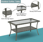 Rilyson Wicker Outdoor Patio Furniture Set - 8 Piece Patio Conversation Sets with Swivel Rocker Chairs, Ottomans, Sofa and Table, 6 inch Cushions, Deep Seating, for Porch Deck Mixed Grey/Blue