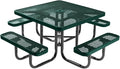 COATEDOUTDOORFURNITURE Heavy-Duty Portable Outdoor Picnic Table with Umbrella Hole, Expanded Metal Commercial-Grade Patio Dining Furniture Made in America (46" Square Top, Dark Green)