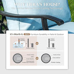 HERA'S HOUSE Outdoor Chairs Set of 2, 2 x Patio Chair with Blue Cushions, All Weather Outdoor Furniture for Lawn Garden Backyard Deck(Leg Chairs)