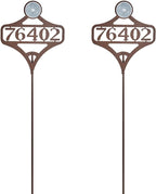 Touch of Class Pathways Custom Address Sign Reflective Driveway Marker Stake Set of Two | Personalized with 1-5 House Numbers or Name | Tall Reflector Set of 2 | Weathered Bronze Durable Finish