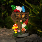 Galiyen Garden Gnomes Outdoor Clearance Large - 11.8'' Garden Gnome Statue with Solar LED Lights, Outdoor Spring Decorations for Patio Yard Lawn Porch Funny Gnomes Ornament Gift