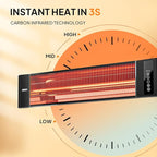 ROVSUN 1500W Outdoor Electric Heater, Patio Wall Mounted Heater with 12H Timer, 3 Adjustable Modes, 3s Instant Heating for Indoor Outdoor Backyard Garage (2 Set)