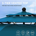 GREEN PARTY 10ft Outdoor Patio Umbrella, Auto-Tilt Market Table Umbrellas with Crank, 8 Sturdy Ribs & 1.5" Pole UV Protection for Garden Deck Backyard Pool