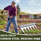 Gardening Hand Weeder Puller Tool, Manual Weeder with Detachable Blade Weeder Puller Tool,High-Carbon Steel Weed Removal Tool for Farm Lawn Garden, 5/6/7/8 Teeth Sizes (7 Teeth)