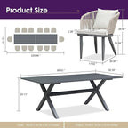 PURPLE LEAF 16 Pieces Patio Dining Set Wicker Outdoor Furniture Rectangular Table and Chairs Set for Garden Deck Aluminum Frame Backyard Kitchen Set, Cushions and Pillows Included Taupe