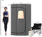 Portable Steam Sauna, Steam Sauna Tent Full Body Personal Sauna Room with 3L 1500W Steam Generator, Remote Control, Remote Control, 9 Levels Heat, 90 Mins Timer,Foldable Chair