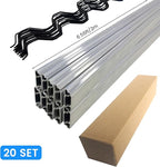 20 Set 6.6 Ft Greenhouse Lock Channel and Spring Wire，Aluminum Alloy Lock Channel and PVC Coated Spring Wires for Fixing Greenhouse Plastic Cover