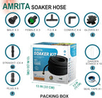 AMRITA Soaker Hose KIT,1/2inch 100ft Rubber Garden Hose 70% Water Saving,Black Heavy Duty Soaker Hose For Garden Lawn,Garden Raised Beds.(1/2-100FT)