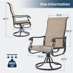 Amopatio Patio Swivel Chairs Set of 8, Outdoor Swivel Rocker Dining Chairs with All Weather Textilene High Back & Metal Frame, for Backyard Deck Lawn Garden, Brown