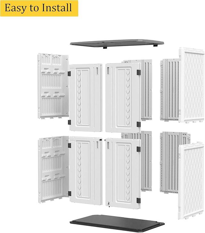 HOMSPARK Storage Shed Weather Resistance, Multi-Purpose Outdoor Storage Cabinet Waterproof, Outdoor Storage Cabinet for Garbage Cans, Lawnmower, Garden Accessories (Off White, Tall shed-53 cu ft)
