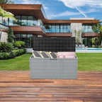 75 Gallon Resin Deck Box, Waterproof Outdoor Storage Box with Wheels, Lockable Lid and Handles, Large Deck Storage for Outdoor Gear, Patio Furniture Cushion, Gardening Tools, Black