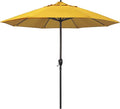 California Umbrella 9' Rd Sunbrella Aluminum Patio Umbrella, Crank Lift, Auto Tilt, Bronze Pole, Sunflower Yellow