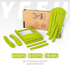YEFU Adirondack Chairs Set of 6: Plastic Adirondack Chairs - Patio Chairs with Wood Texture - Outdoor Chair HIPS - Lawn Fire Pit Deck Porch Garden Chairs for Adults(Kelly Green)