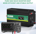 JIGUUN Pure sine Wave Inverter 1500W, 12V to 110V Power Inverter Converter with 4 AC sockets, USB Output and LED Display for RV Camping Emergency Household appliances (PRO1500WLCD)