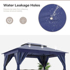 LAUSAINT HOME Outdoor Patio Gazebo 12'x12' with Expansion Bolts, Heavy Duty Party Tent & Shelter with Double Roofs, Mosquito Nettings and Privacy Screens for Backyard, Garden, Lawn, Navy Blue