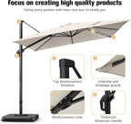 Hotime 10ft Patio Umbrella Outdoor Patio Windproof and Height adjustable, Heavy Duty Aluminum Square Offset Patio Umbrella Cantilever Pool Umbrella with 360°Rotation for Garden Deck Pool, Beige
