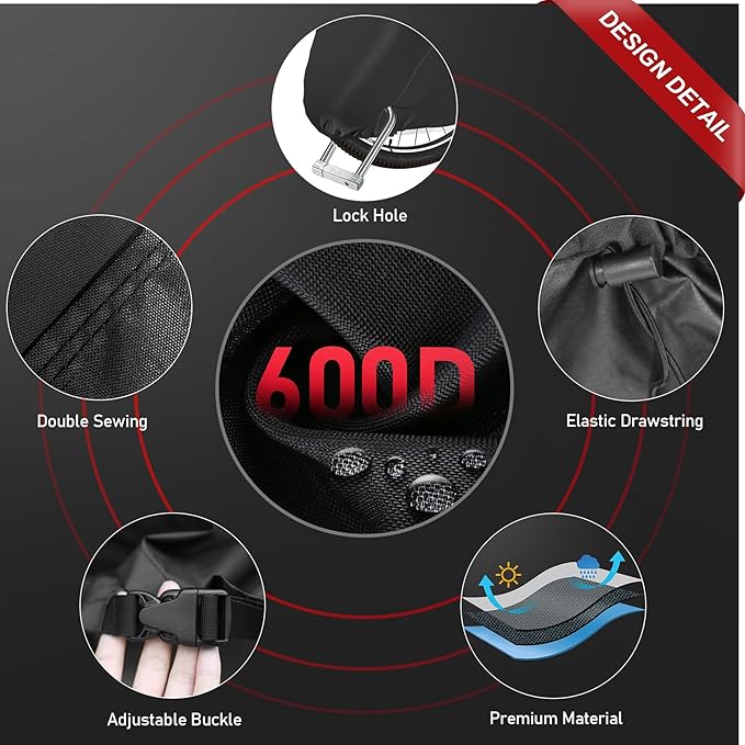 Zettum Bike Covers for 3 Bikes - 600D Waterproof & Heavy Duty, Large Bicycle Cover for eBike, Mountain, Road, Hybrid, Beach Cruiser, Scooter