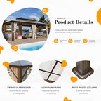 MELLCOM 12'x20' Hardtop Gazebo with Polycarbonate Double Roof, Aluminum Frame Outdoor Gazebo Permanent Pavilion with Curtains and Netting for Patio, Lawn & Garden