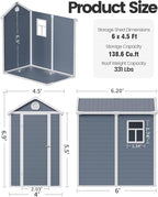 6x4.5 Resin Outdoor Storage Shed with Enhanced Roof Runoff & Floor, Secure Hidden Screws Design, Durable Build for Deck, Pool Supplies, and Versatile Storage, Dark Grey