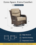 HILLGA Luxury Patio Furniture Set with 6-inch Thick Cushion, Outdoor High Back Swivel Rocker Patio Chairs, 2PCS Wicker Conversation Set for Deck Yard and Poolside, Beige (V2)