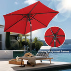 FLAME&SHADE 7.5ft Patio Umbrella - Outdoor Umbrella with Push Button Tilt and Crank for UV Protection, Table Market Umbrella for Garden, Deck, Backyard, Pool and Beach(Red)