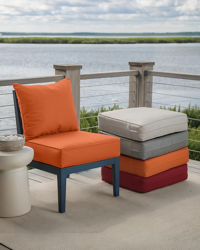 Luxury 24x24x6 Inch Outdoor Deep Seat Cushions Set of 6 - Comfortable Patio Zipper Chair Cushion for Outside Sets Wicker Dining Rocking Swivel Chairs Loveseat Couch Sectional Sofa - Orange
