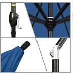 California Umbrella 9' Rd Pacific Trail Series Aluminum Patio Umbrella, Crank Lift, Push Button Tilt, Black Finish, Sunbrella Regatta Fabric