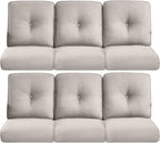 Pop 22x25/22x24 Outdoor Furniture Cushions Set of 6 - Comfortable Patio Chair Cushion for Rattan Wicker Dining Rocking Swivel Chairs Loveseat Couch L-Shape Sectional Sofa - Beige/Button