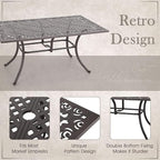 MFSTUDIO 7 Pieces Cast Aluminum Patio Dining Set with 2×Swivel & Rock Chair, 4×Extra Wide Dining Chair and 1×63" Rectangular Dining Table, Outdoor Dining Set for 6, Brown