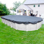 Robelle 16 x 25 ft Blue Winter Oval Pool Cover for Above Ground Pools, 4 ft Overlap (20 x 29 ft Cover Size), Solid 7 x 7 Scrim, 2.2 oz/yd2, 8-Year Warranty, Style: 461625-4K