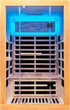Infrared Sauna 2000W Wooden Saunas Home Spa Room Canadian Hemlock Wood Low-EMF Indoor Saunas with with Red Light Beauty Lamp for Two Person 74.8 * 47.2 * 41.3Inch